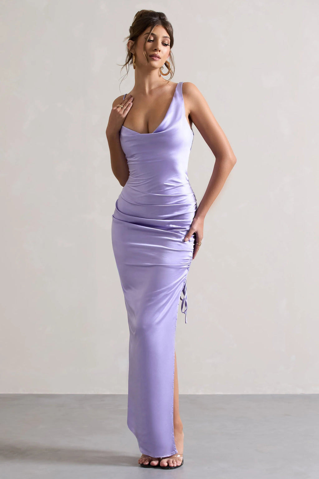 Belonging | Lilac Ruched Cowl Maxi Dress