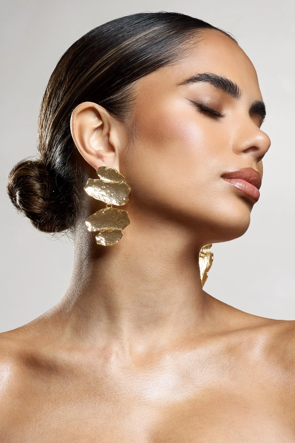 Cerise | Gold Abstract Textured Drop Earrings