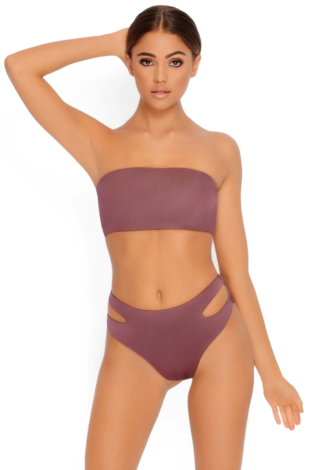 Read My Hips High Waist Bikini Bottoms in Plum