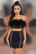 Bring The Party Embellished Satin Mini Skirt in Black