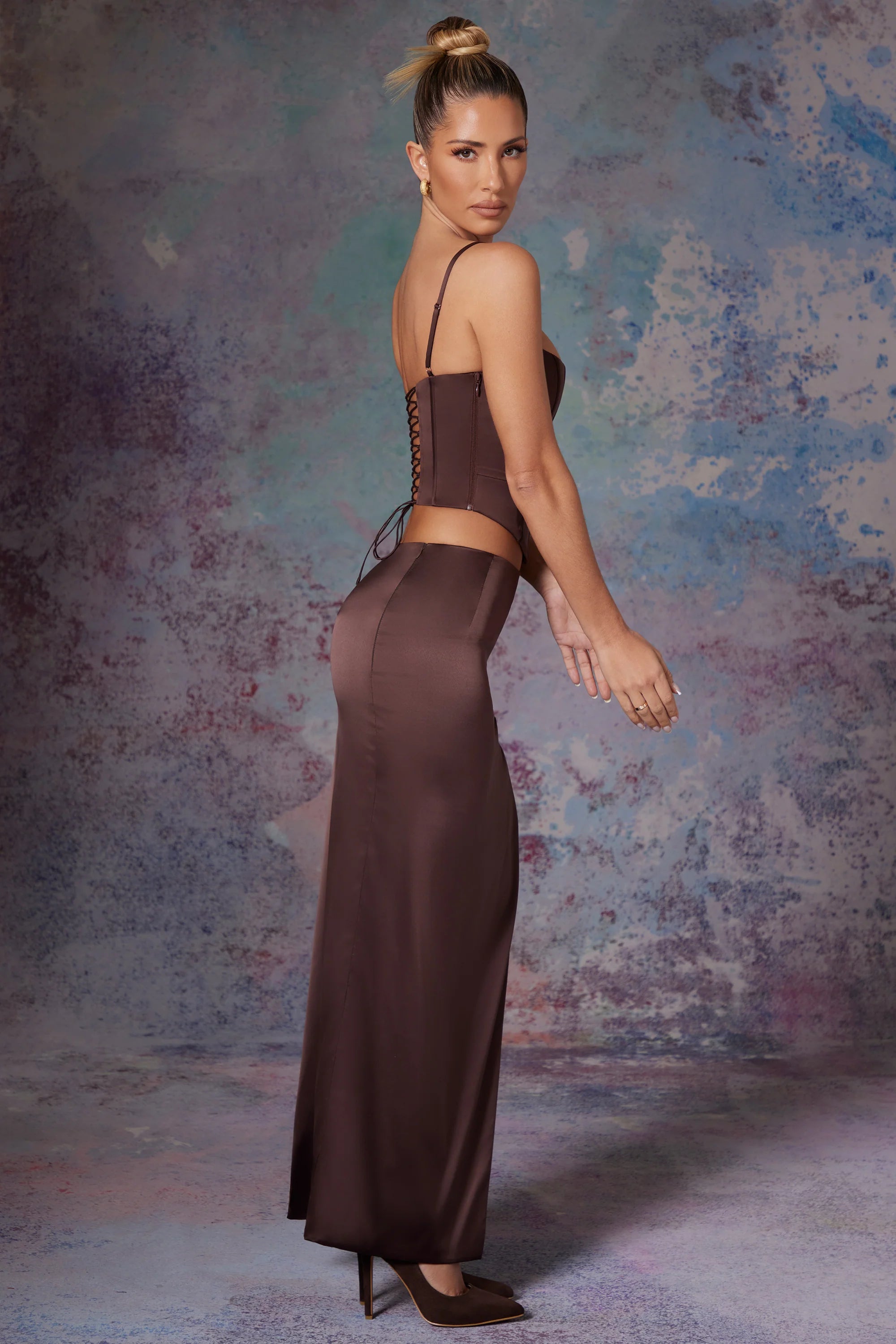 Push Up Full Length Corset in Brown