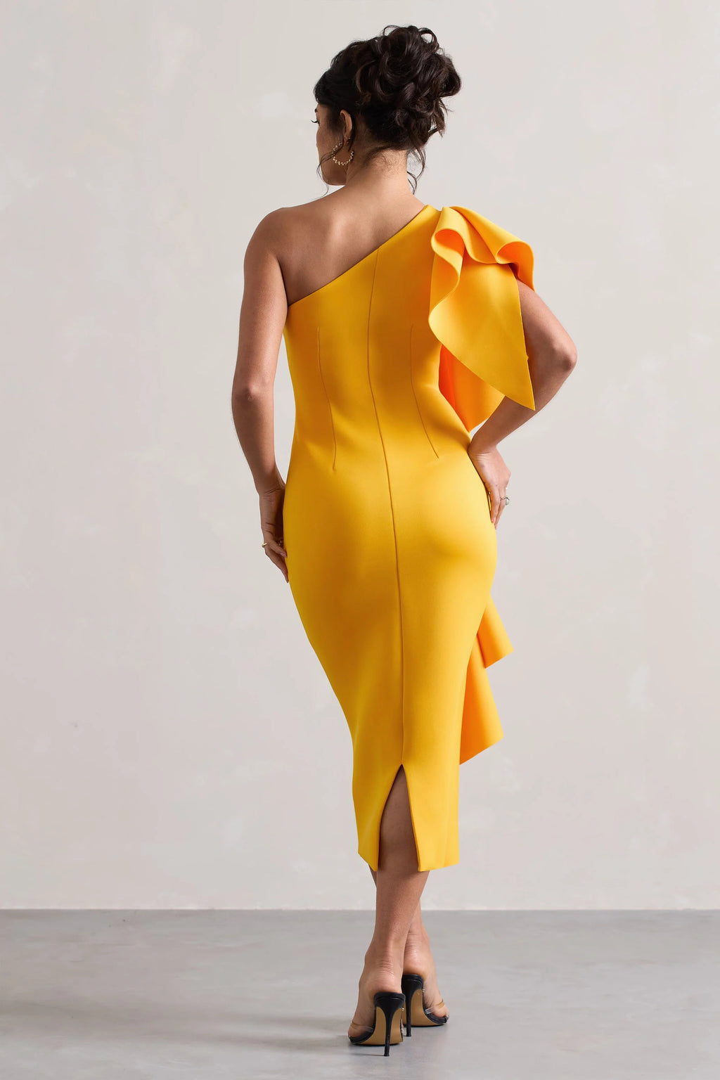 Polo | Mango Asymmetric Bodycon Midi Dress With Ruffle