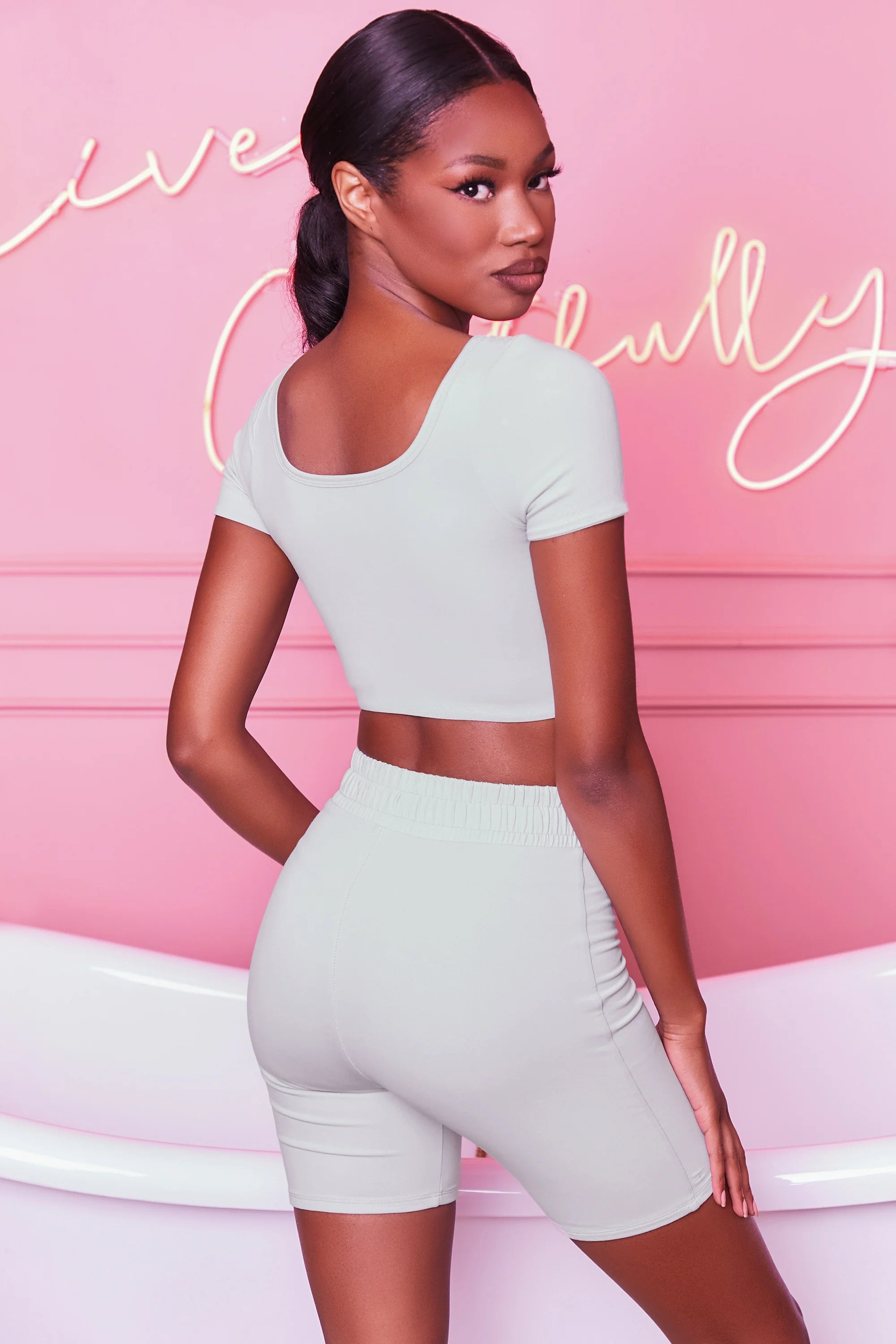 Over It High Waisted Cycle Shorts in Grey