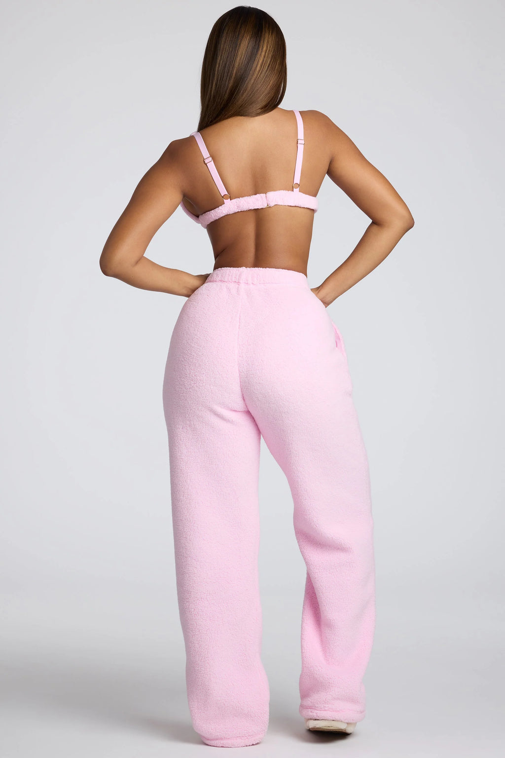 Tall Low Rise Straight Leg Fleece Joggers in Baby Pink