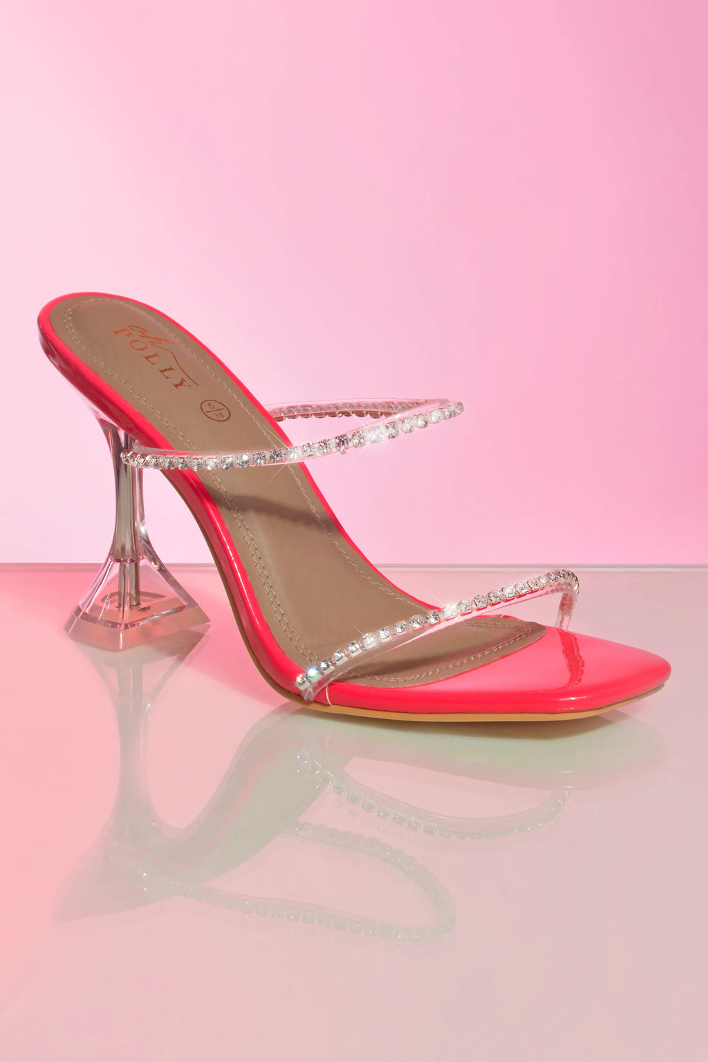Elevated Embellished Pyramid Mule Heels in Hot Pink