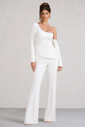 Laurelle | White High Waist Flared Trousers