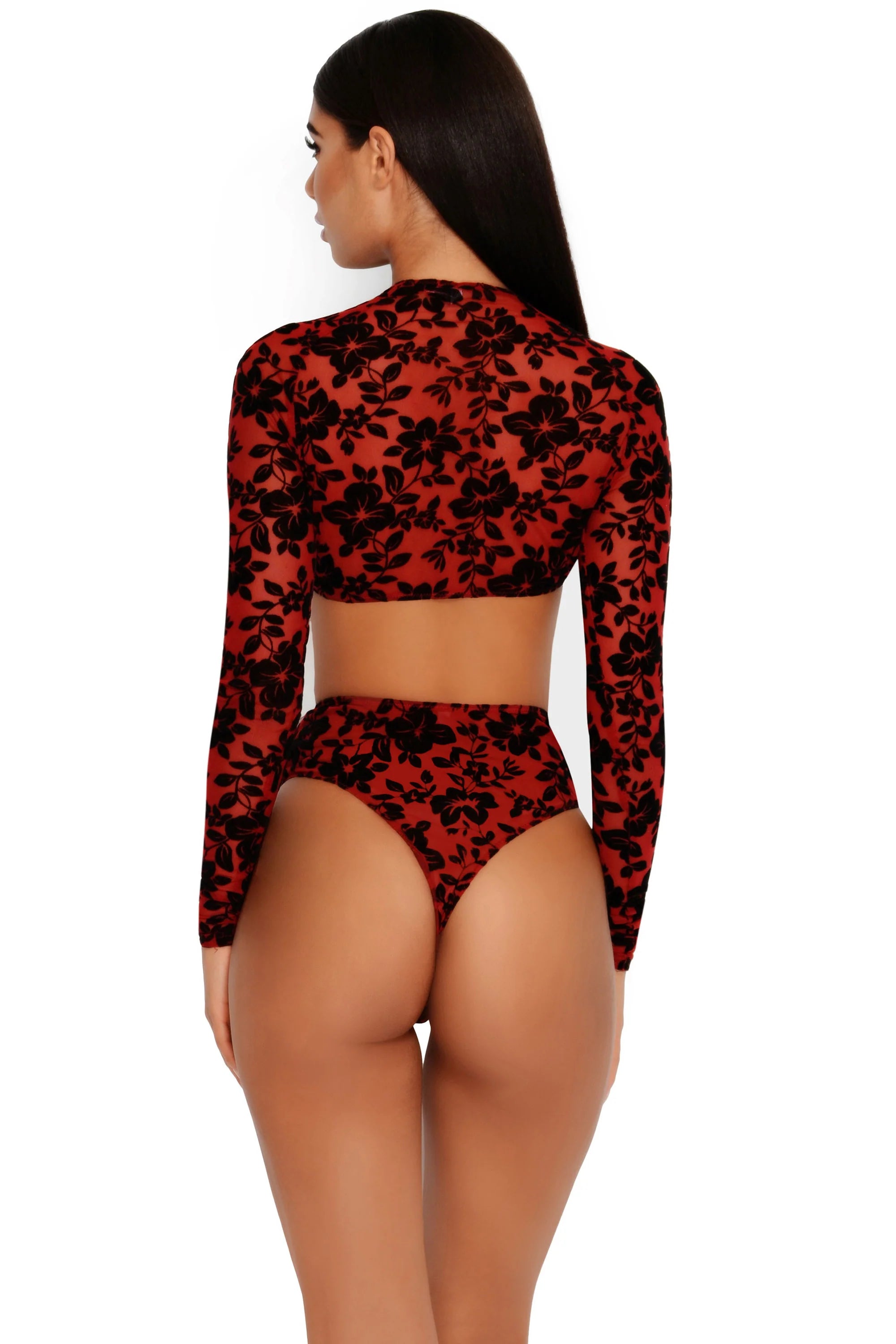 Sheerly Beloved Floral Underwear Bottoms in Red