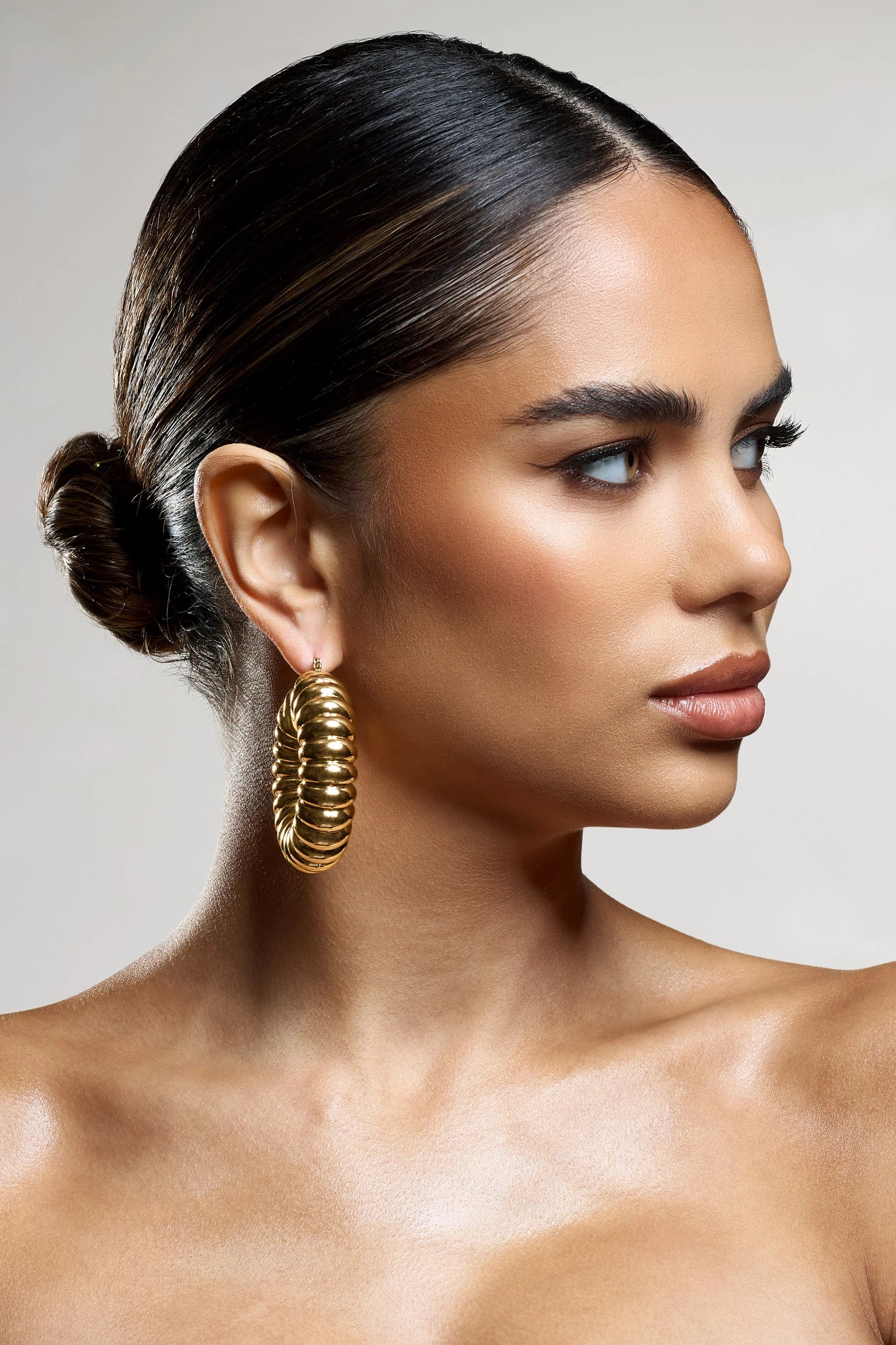 Rialta | Gold Ribbed Chunky Hoop Earrings