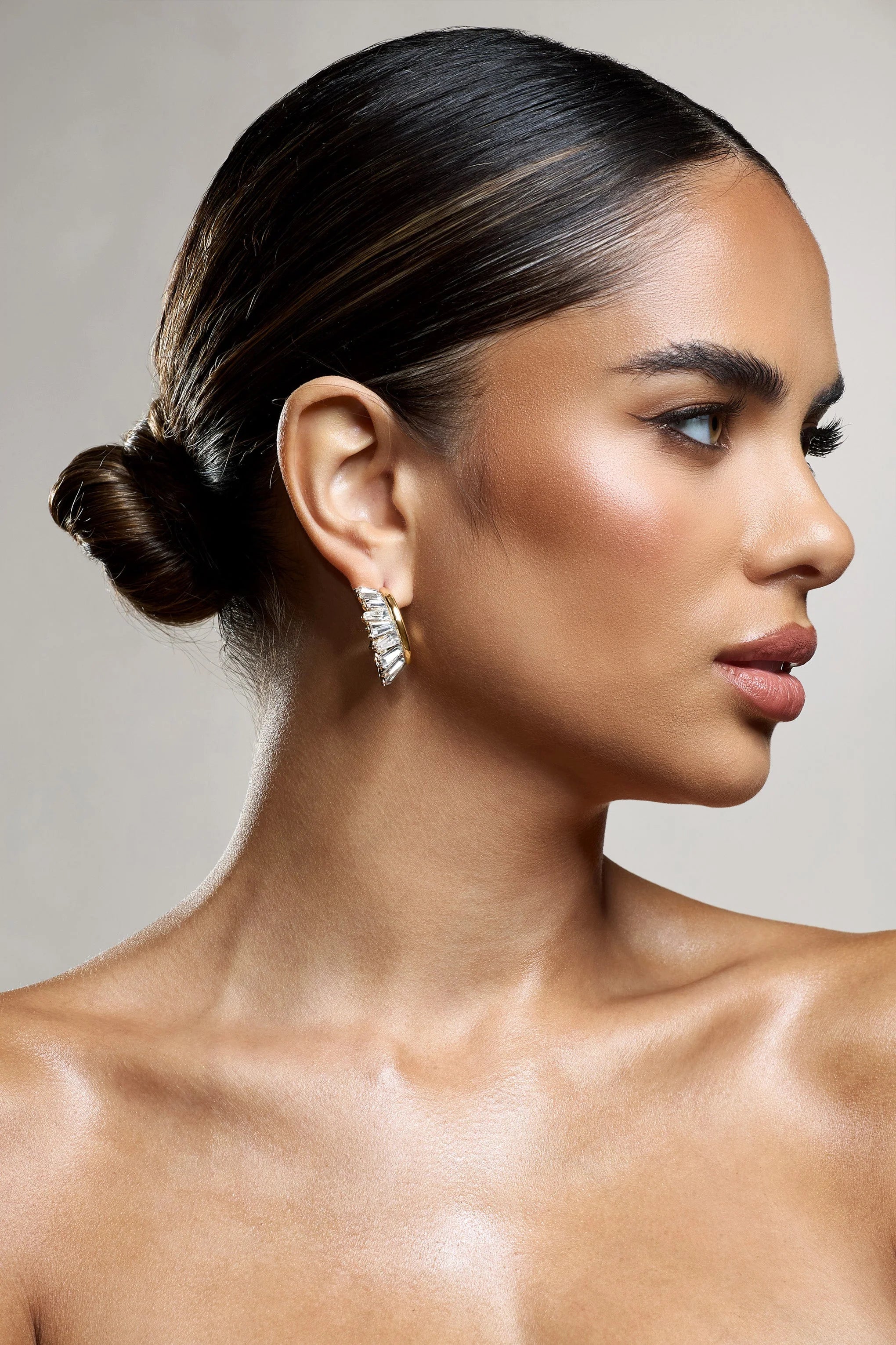 Luster | Gold Diamante Chunky Hoop Earrings