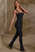 Tall Straight Neck Low Back Jumpsuit in Black