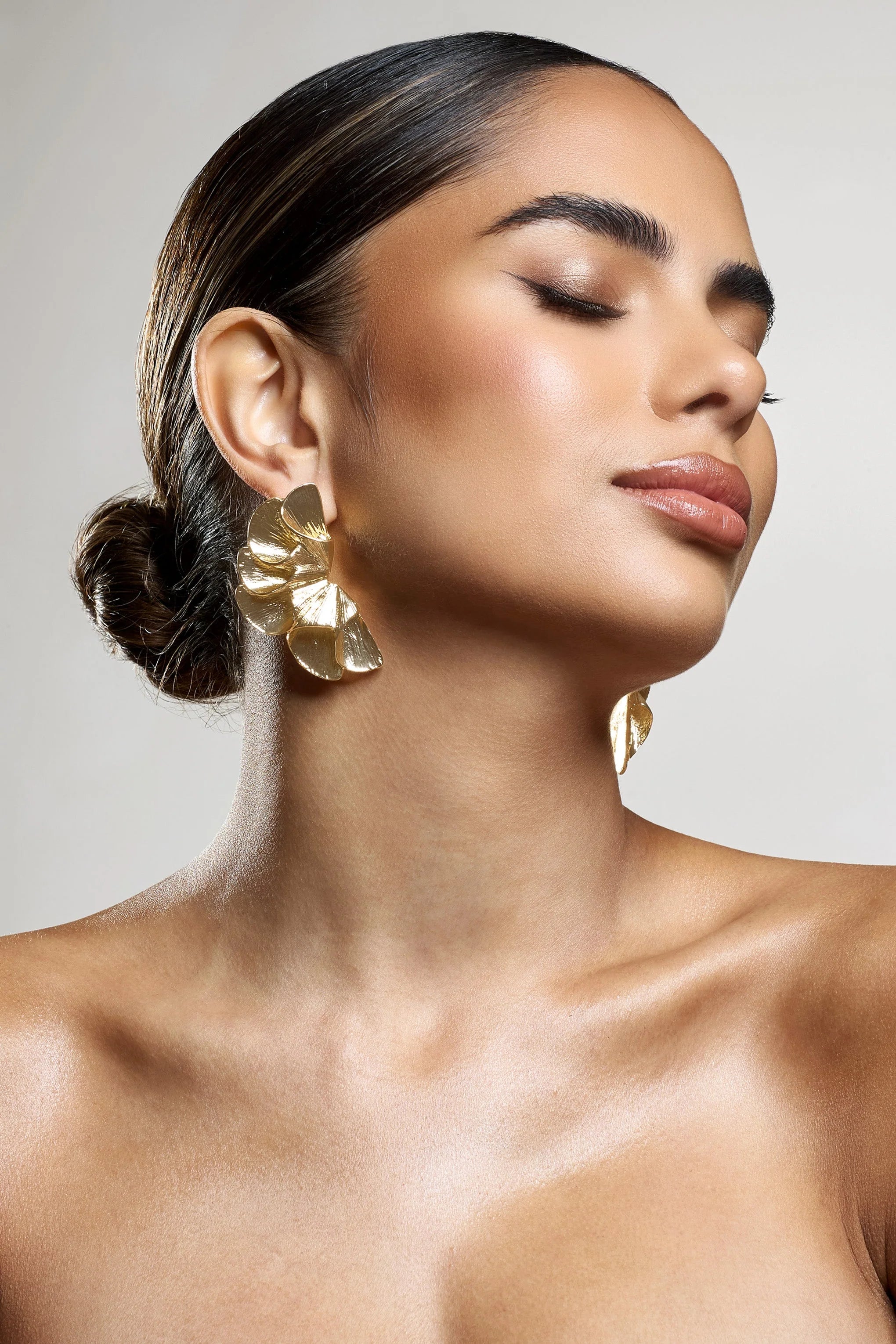 Koami | Gold Textured Statement Earrings