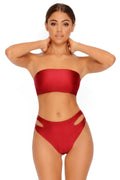Read My Hips High Waist Bikini Bottoms in Red