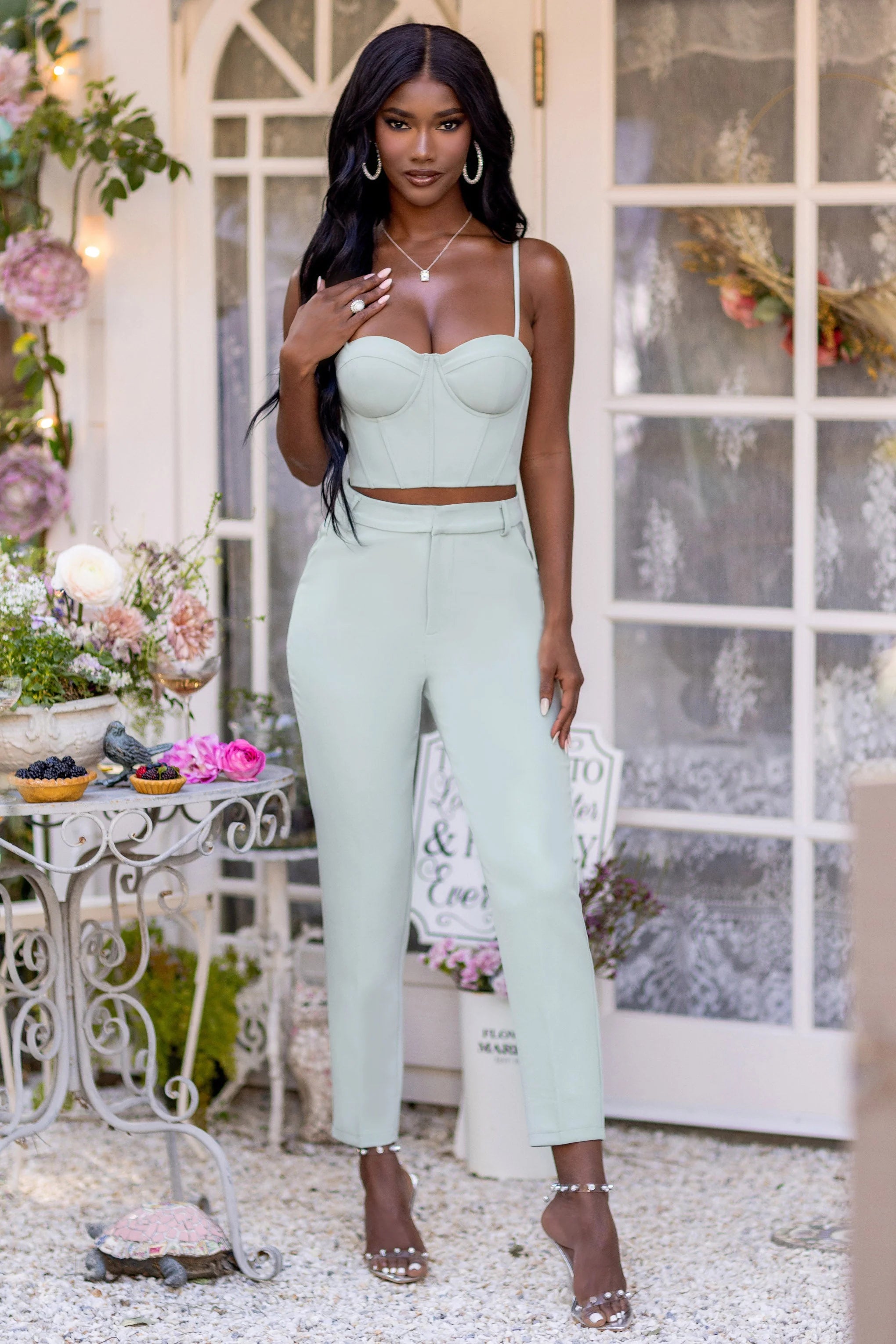 My Desire | Sage Tailored Cigarette Trousers