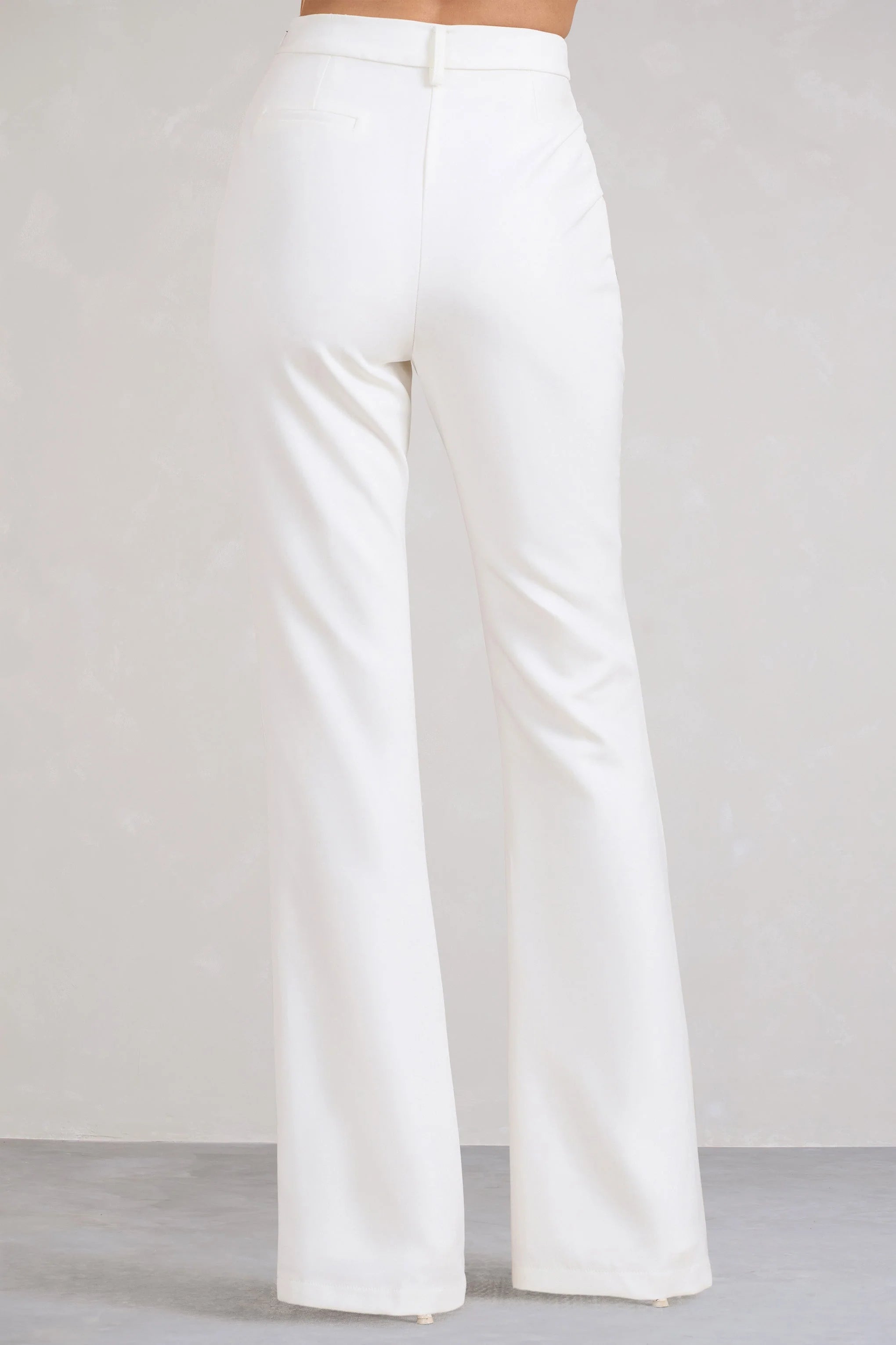 Laurelle | White High Waist Flared Trousers