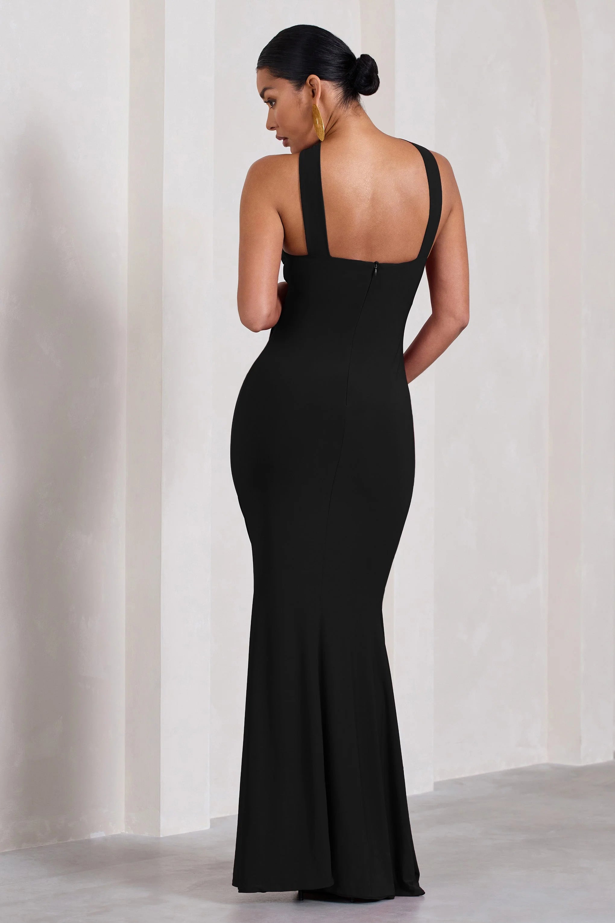 Cross My Heart | Black Sleeveless Cross-Neck Maternity Maxi Dress