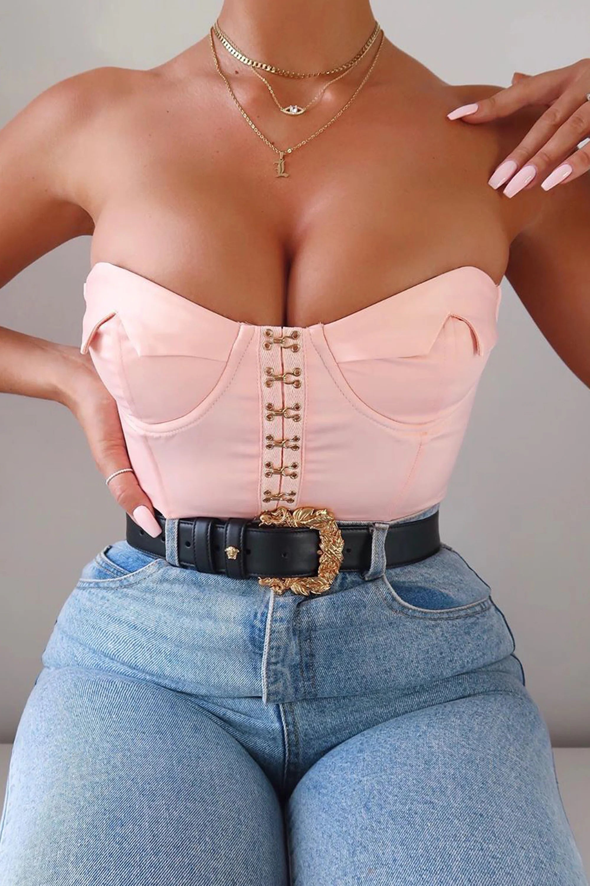 Adore You Underwired Corset Crop Top in Peach