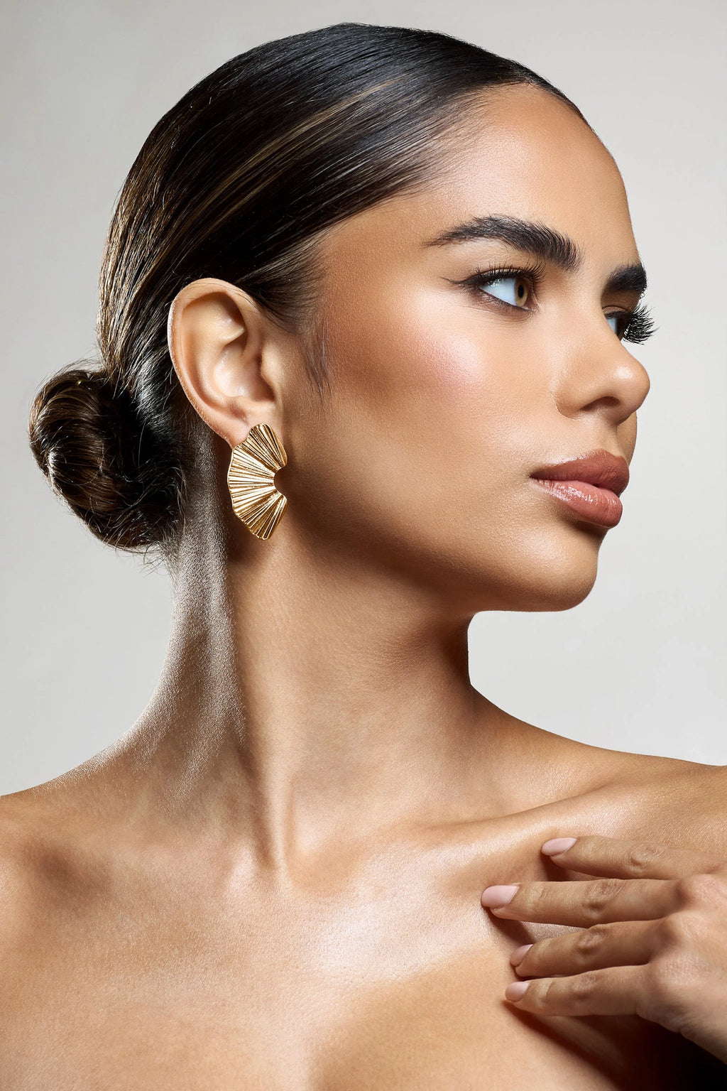 Lenten | Gold Abstract Ribbed Earrings