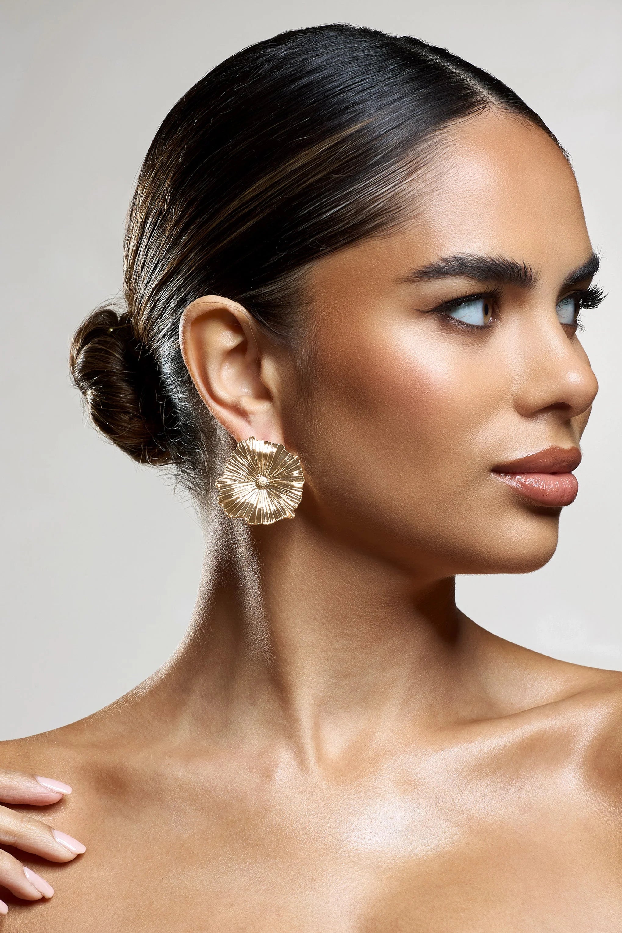 Sallow | Gold Statement Flower Earrings
