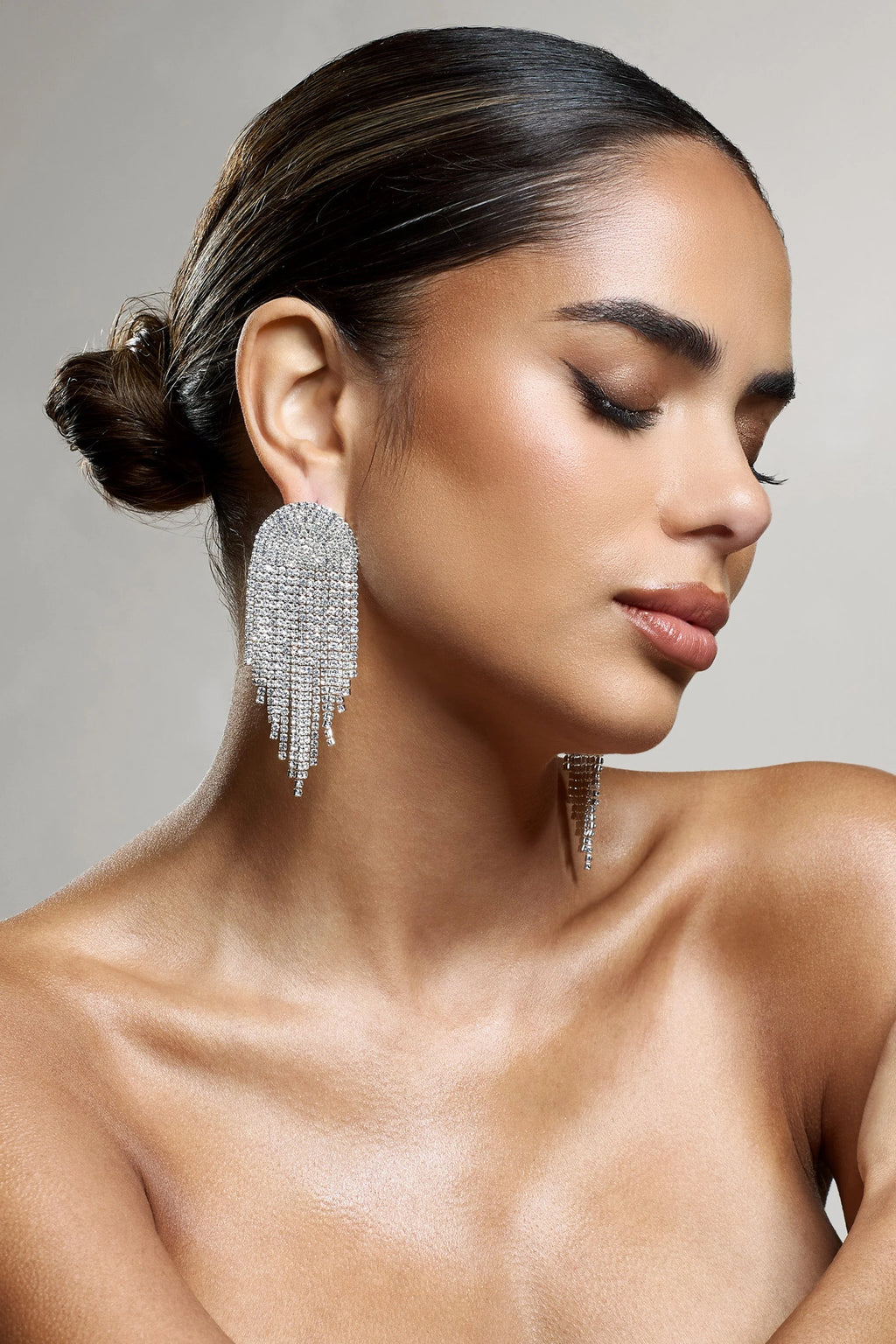 Waterfall | Silver Diamante Tassel Earrings