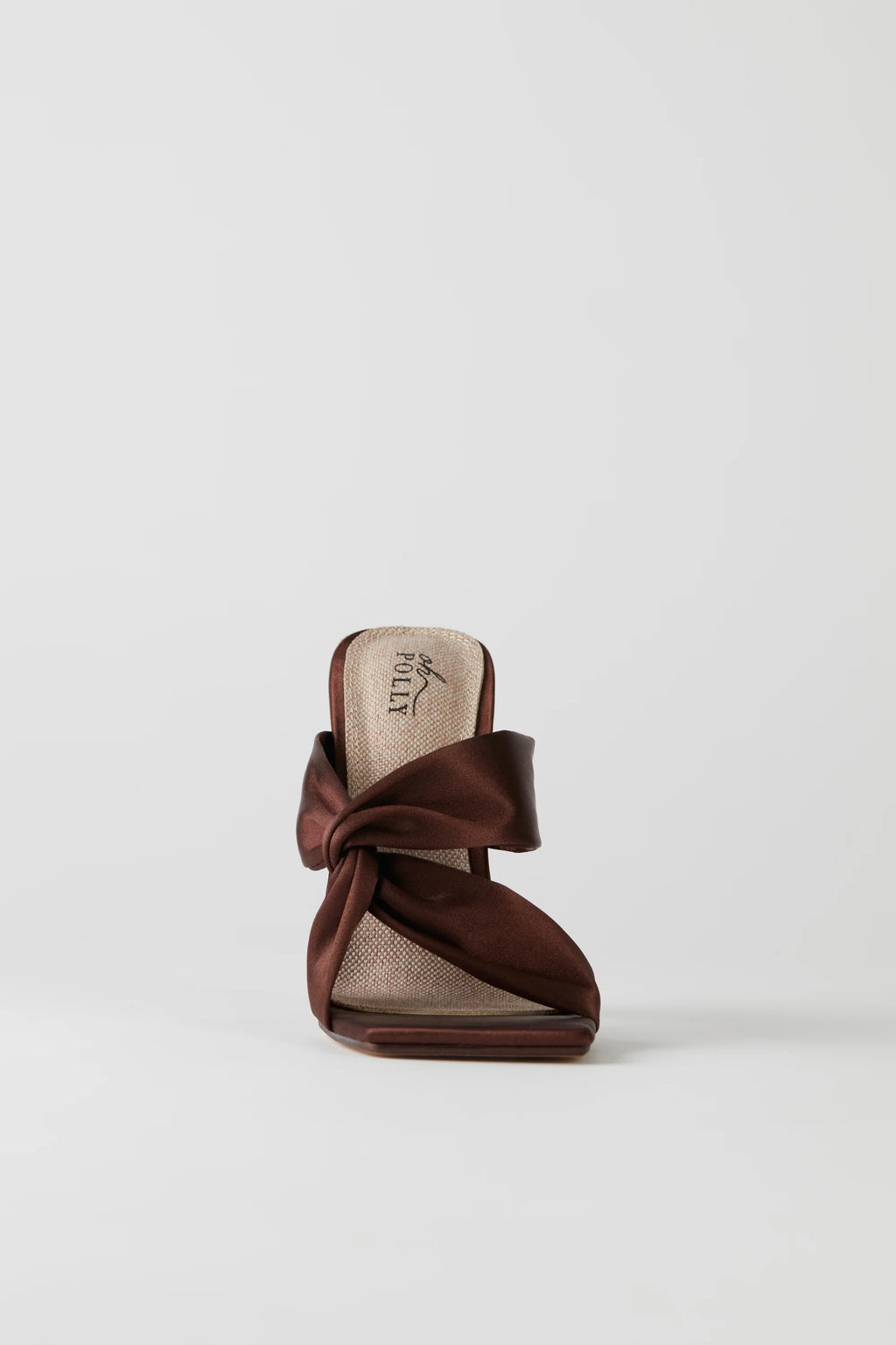 Satin Mule Heels in Mocha