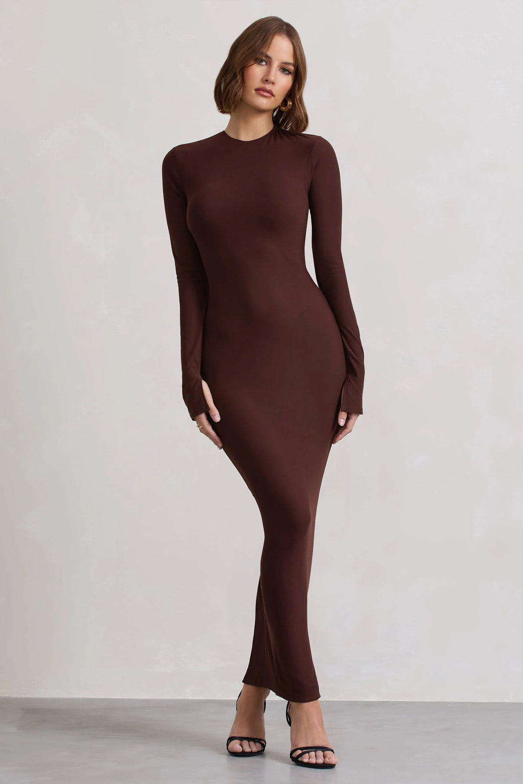 Wonder | Chocolate Brown Bodycon Long-Sleeve Maxi Dress