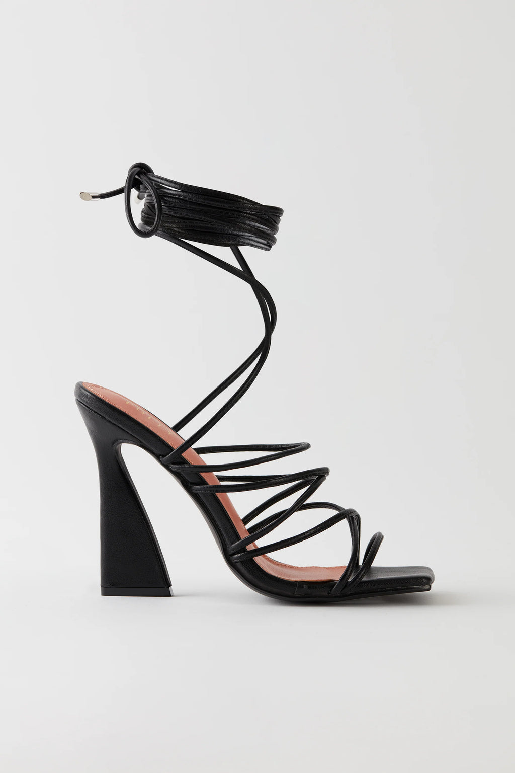Leatherette Lace Up Heels in Black