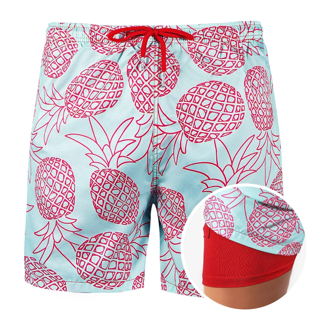 Pineapple Tropics - 6 Mid-Length Hybrid Shorts