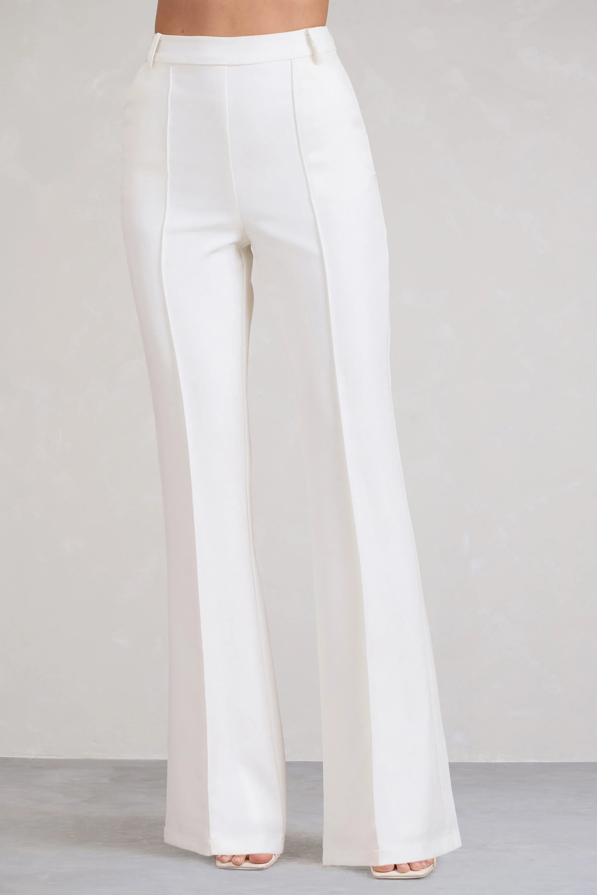 Laurelle | White High Waist Flared Trousers