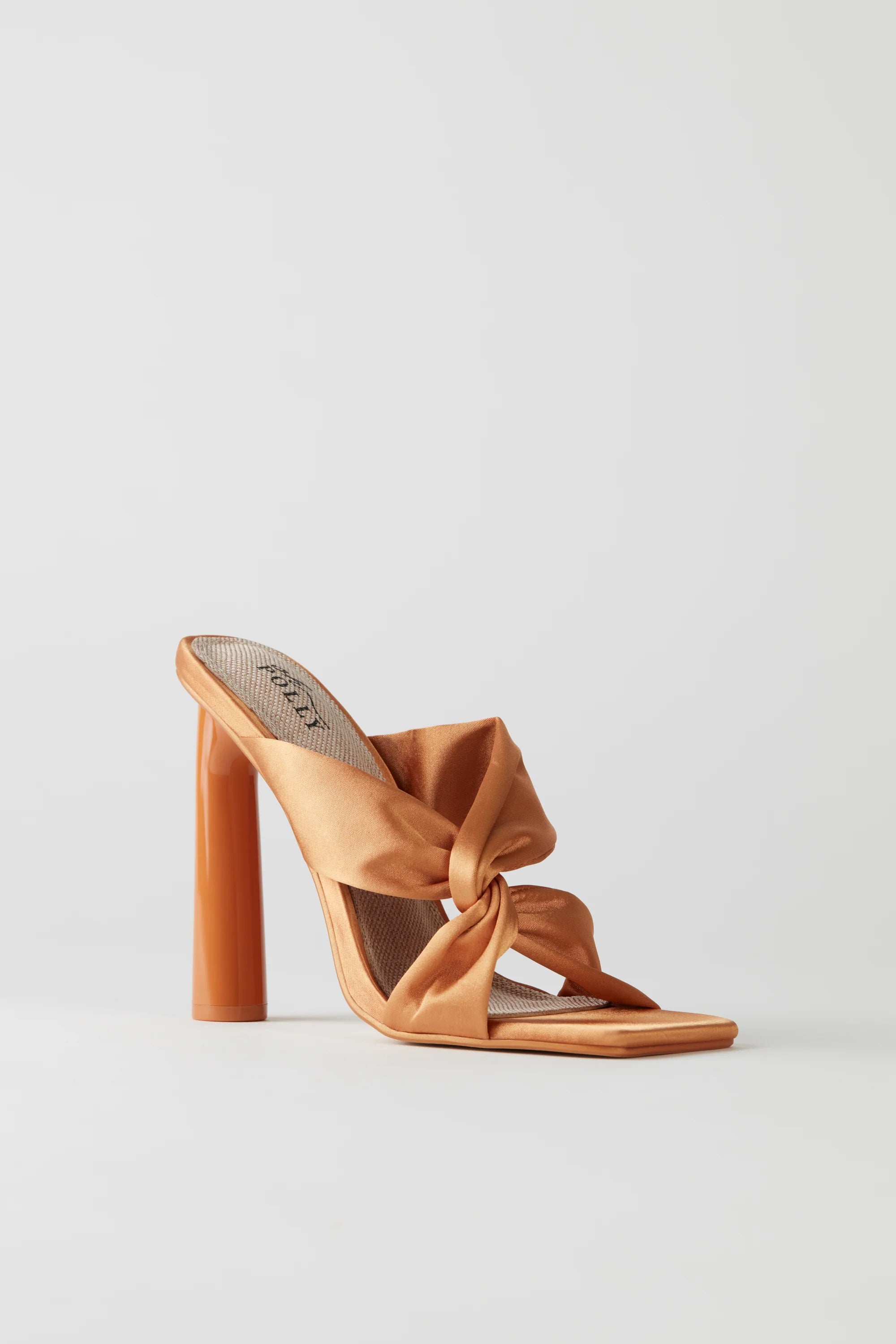 Satin Mule Heels in Copper