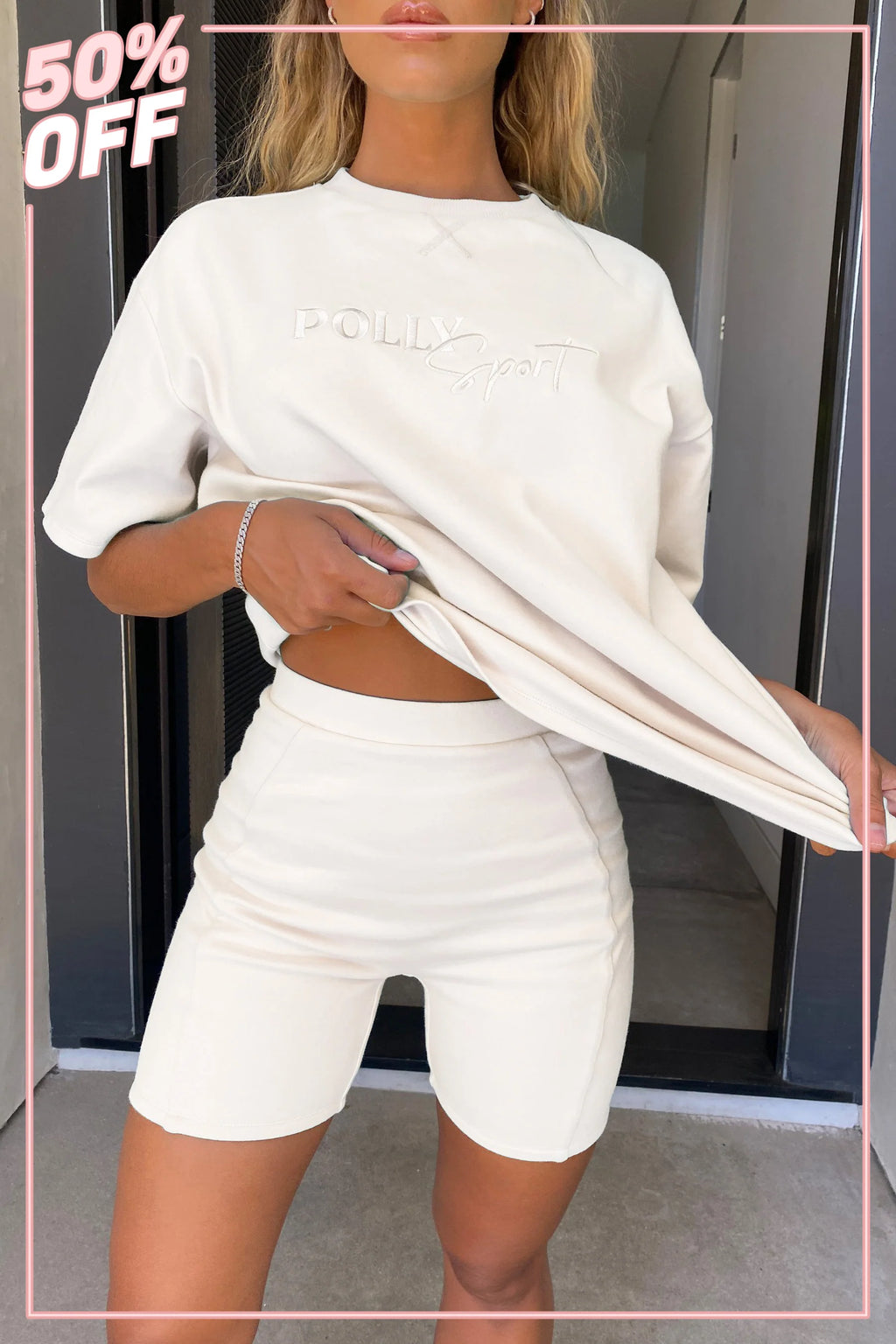 Shortlist High Waisted Cycle Shorts in Cream