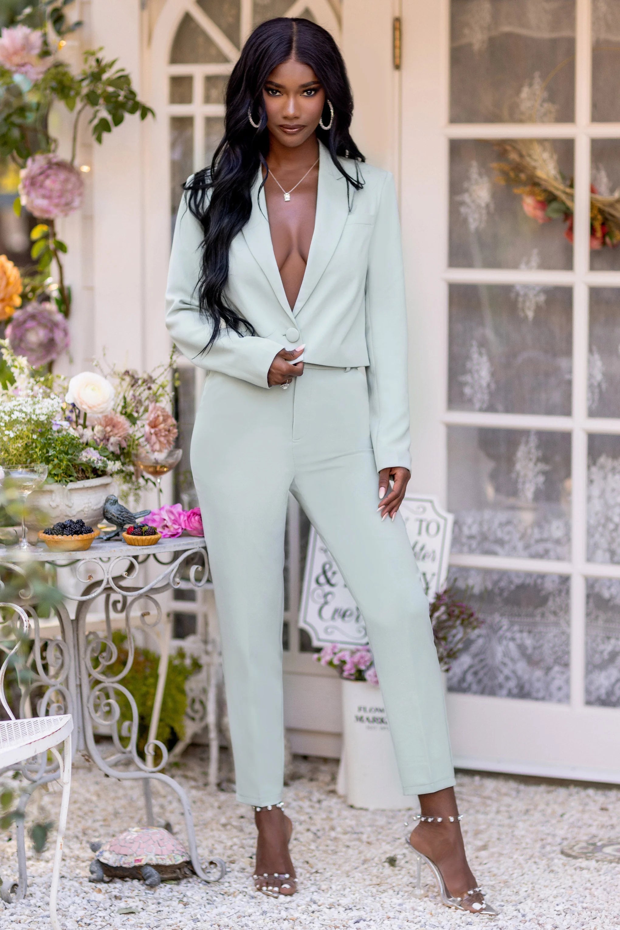 My Desire | Sage Tailored Cigarette Trousers