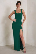 Madeline | Green Sleeveless Thigh Split Maxi Dress