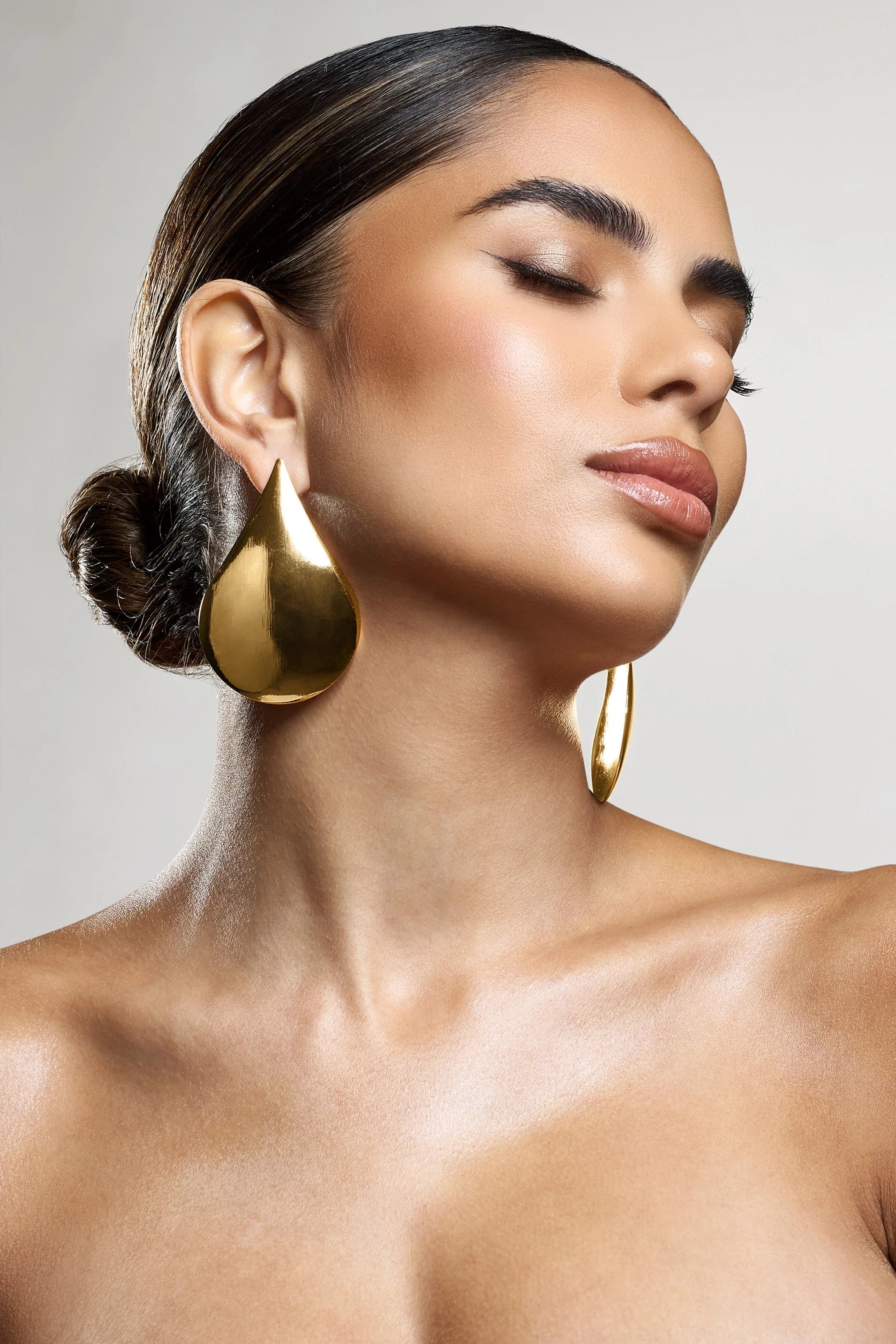 Malin | Gold Statement Teardrop Earrings