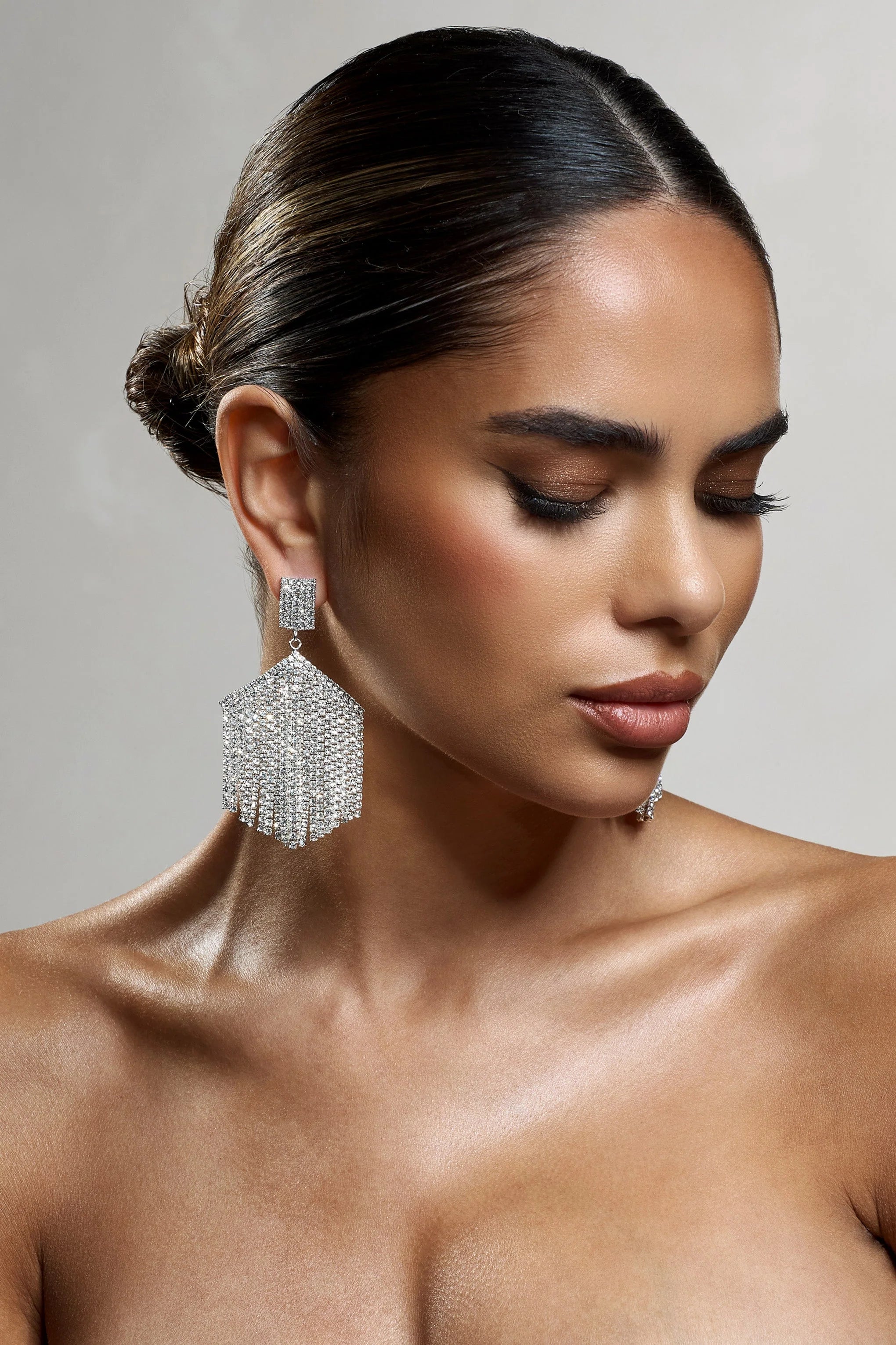 Sea Of Stars | Silver Diamante Tassel Drop Earrings