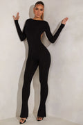 Tall High Neck Open Back Jumpsuit in Black