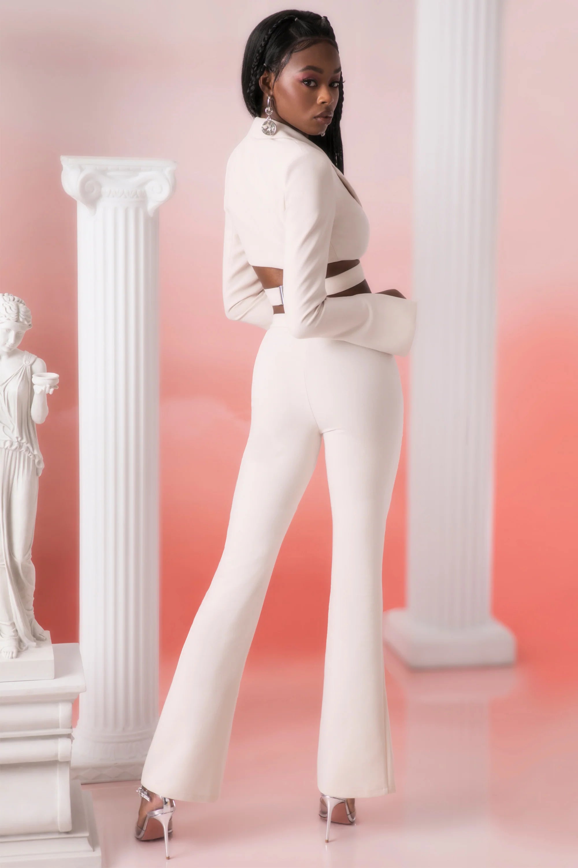 Petite Flare Trousers in Stone