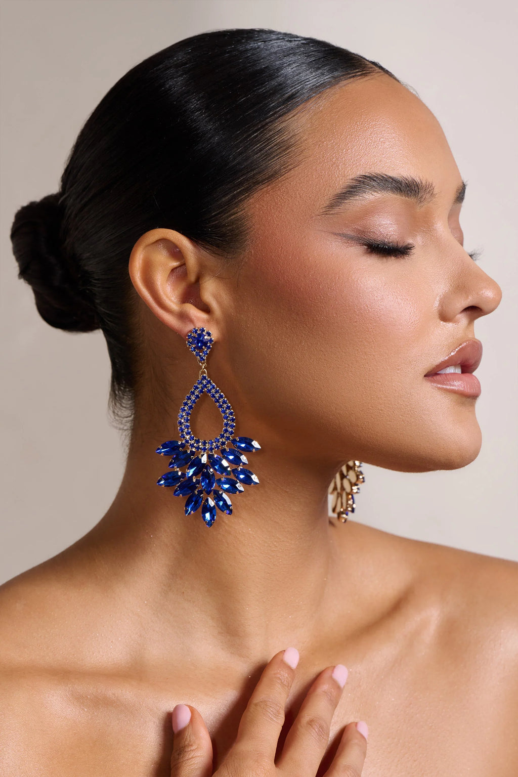 Sheridan | Blue Diamante Statement Earrings