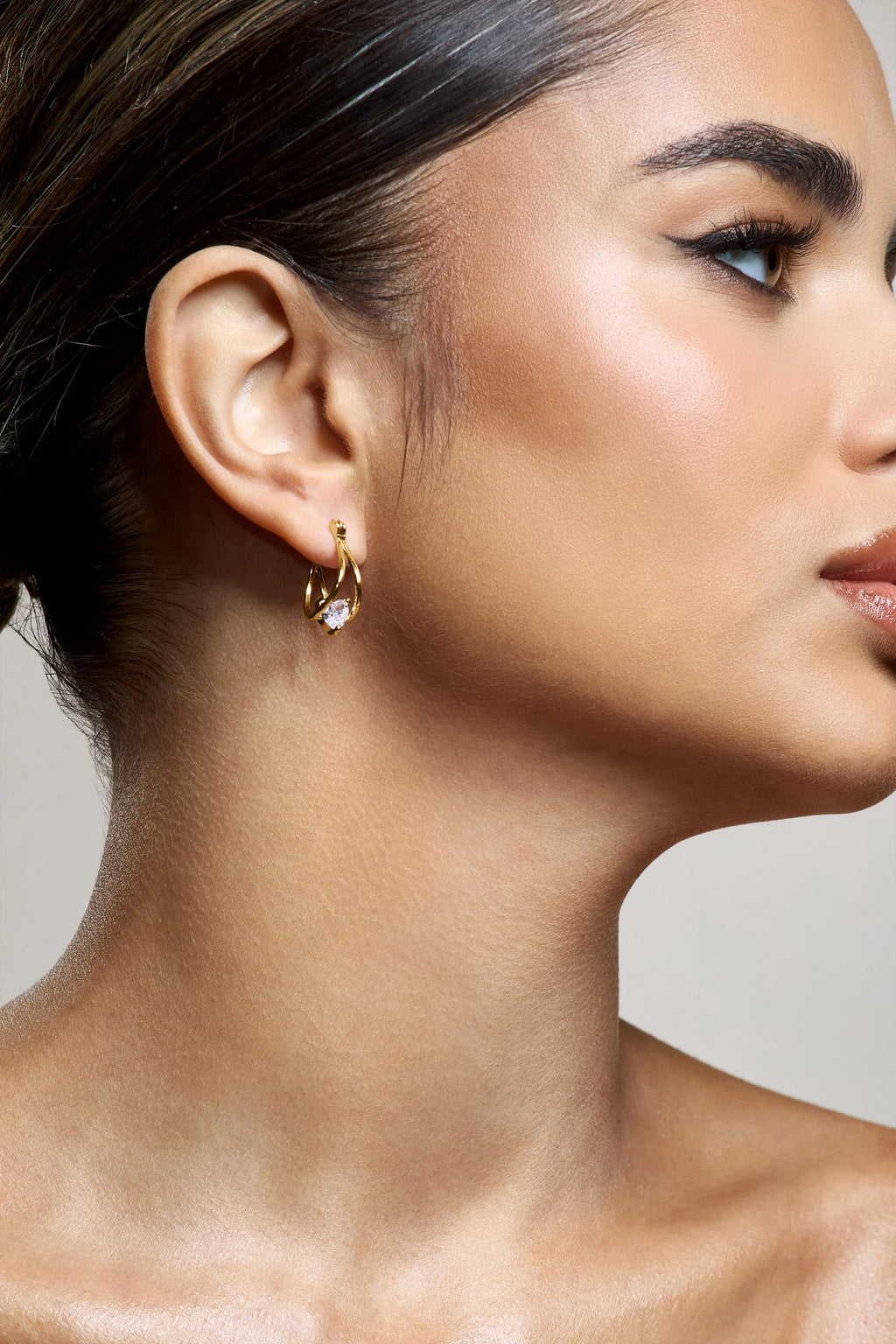 Adira | Gold Diamante Small Hoop Earrings
