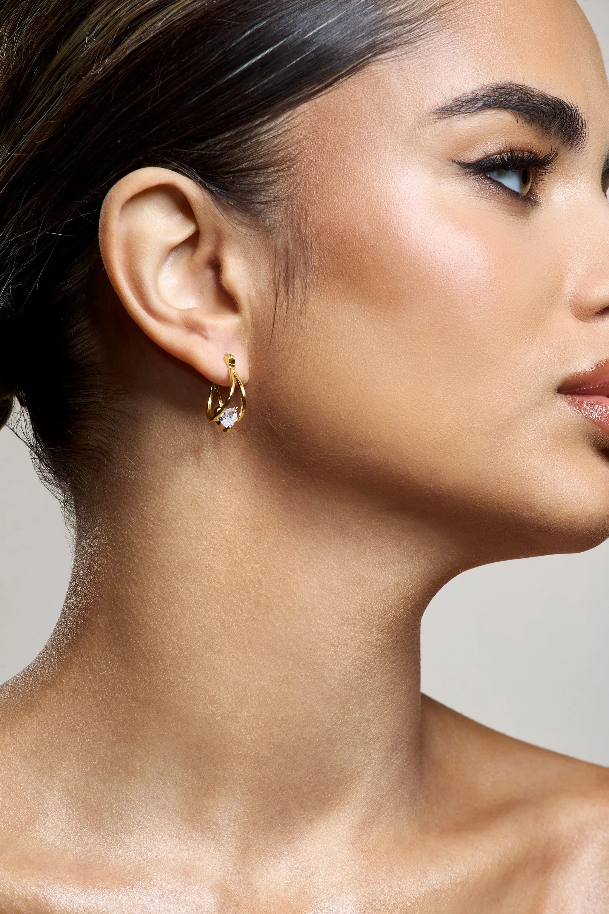 Adira | Gold Diamante Small Hoop Earrings