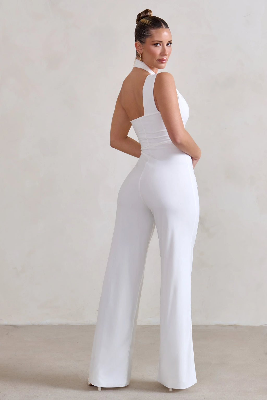 Tilly | White Cut Out Halterneck Asymmetrical Jumpsuit