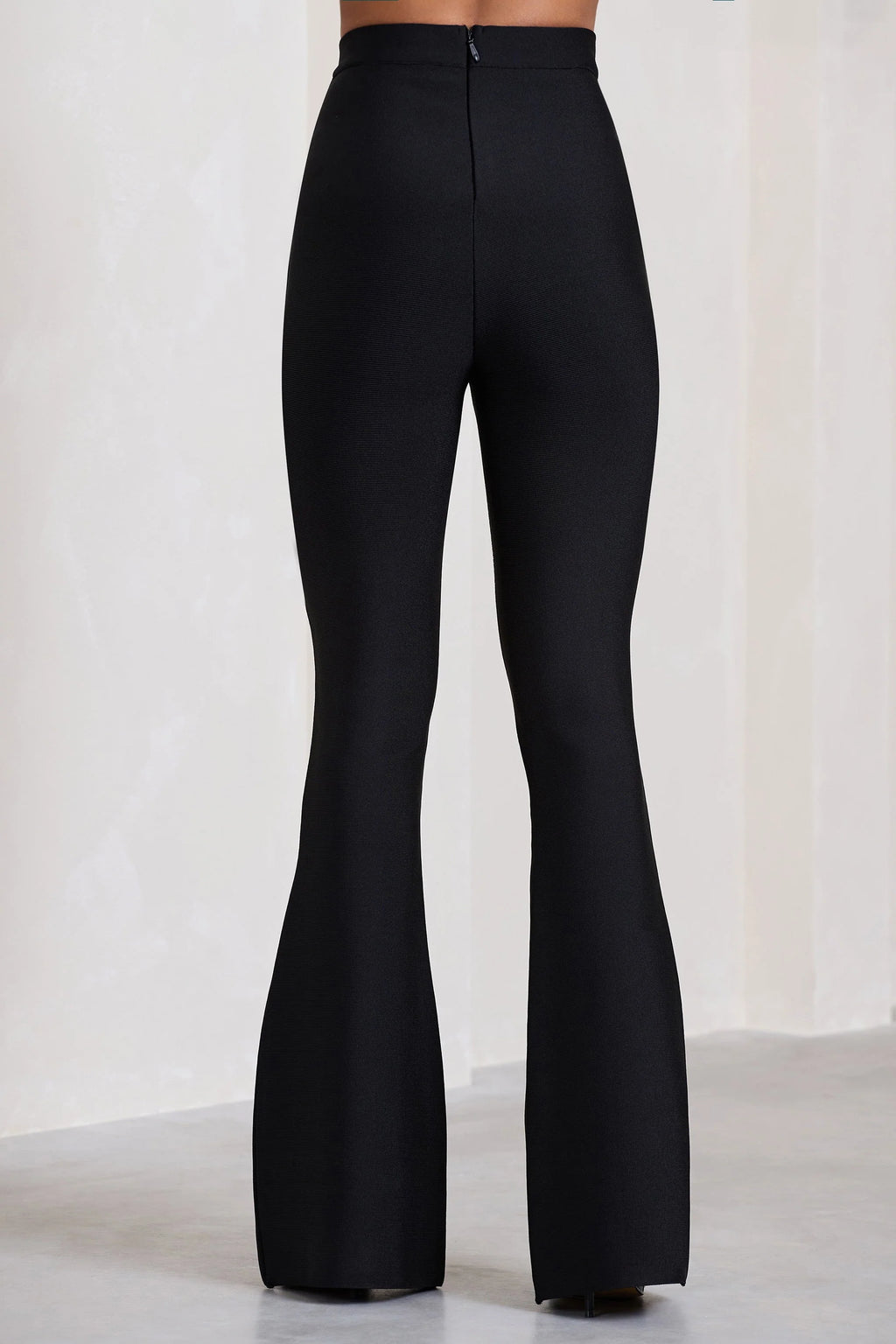 Capri | Black Bandage High Waist Flared Trousers
