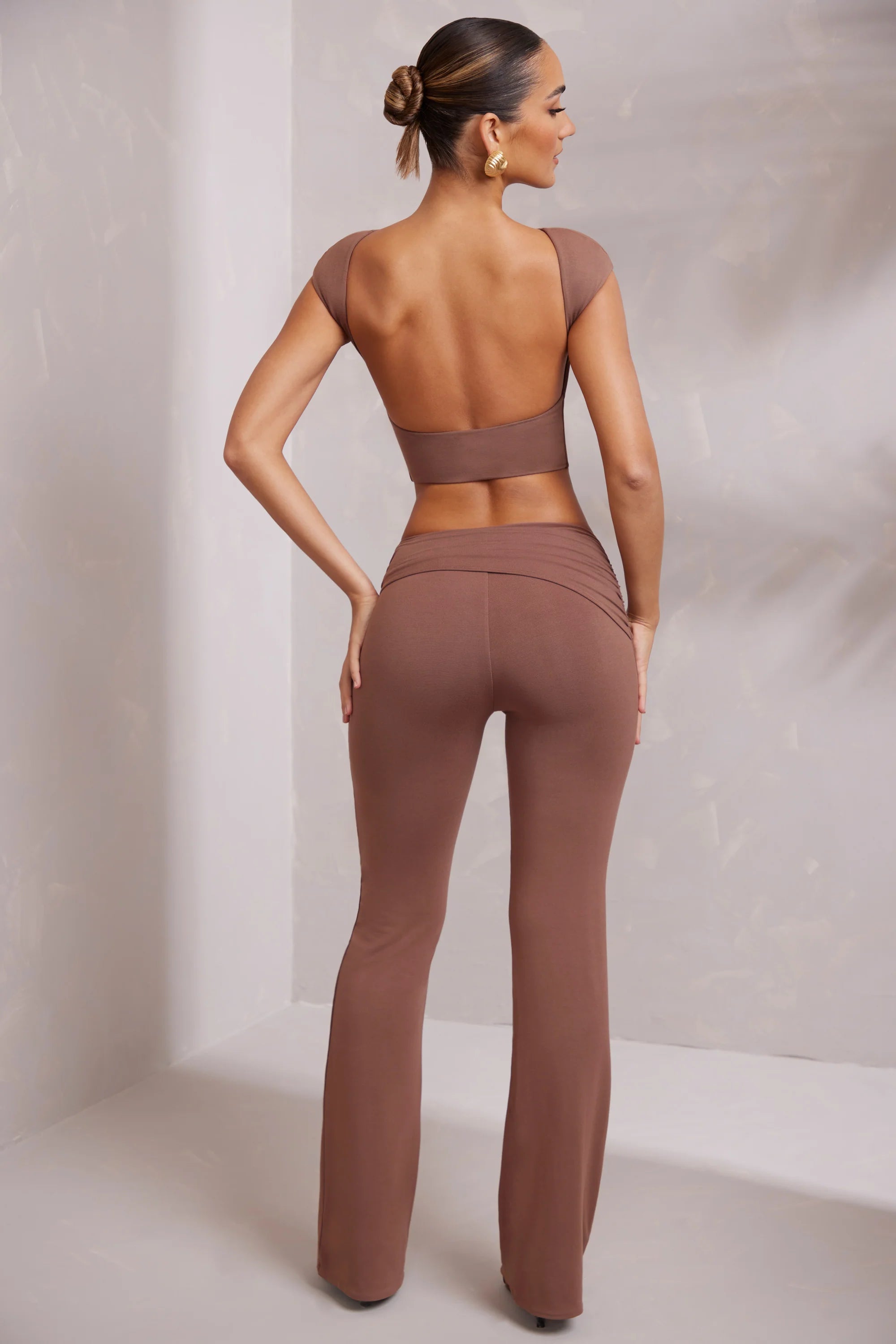 Tall Mid Rise Straight Leg Trousers in Brown