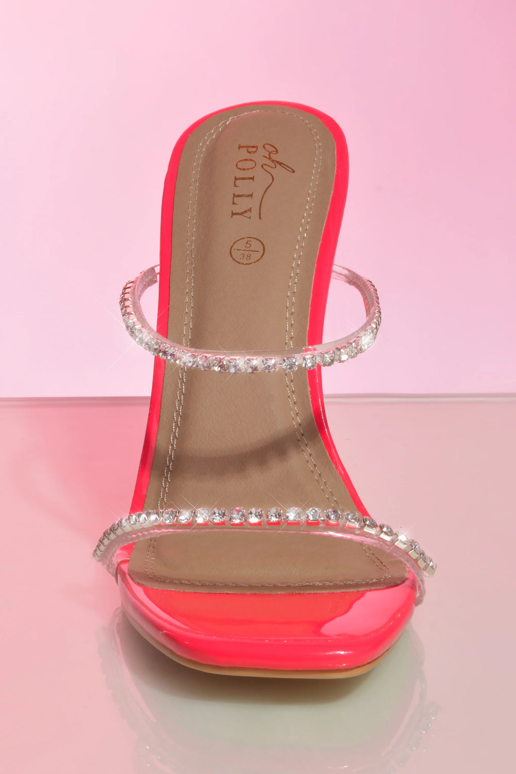 Elevated Embellished Pyramid Mule Heels in Hot Pink