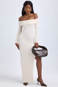 Modal Off-Shoulder Open-Back Maxi Dress in Ivory